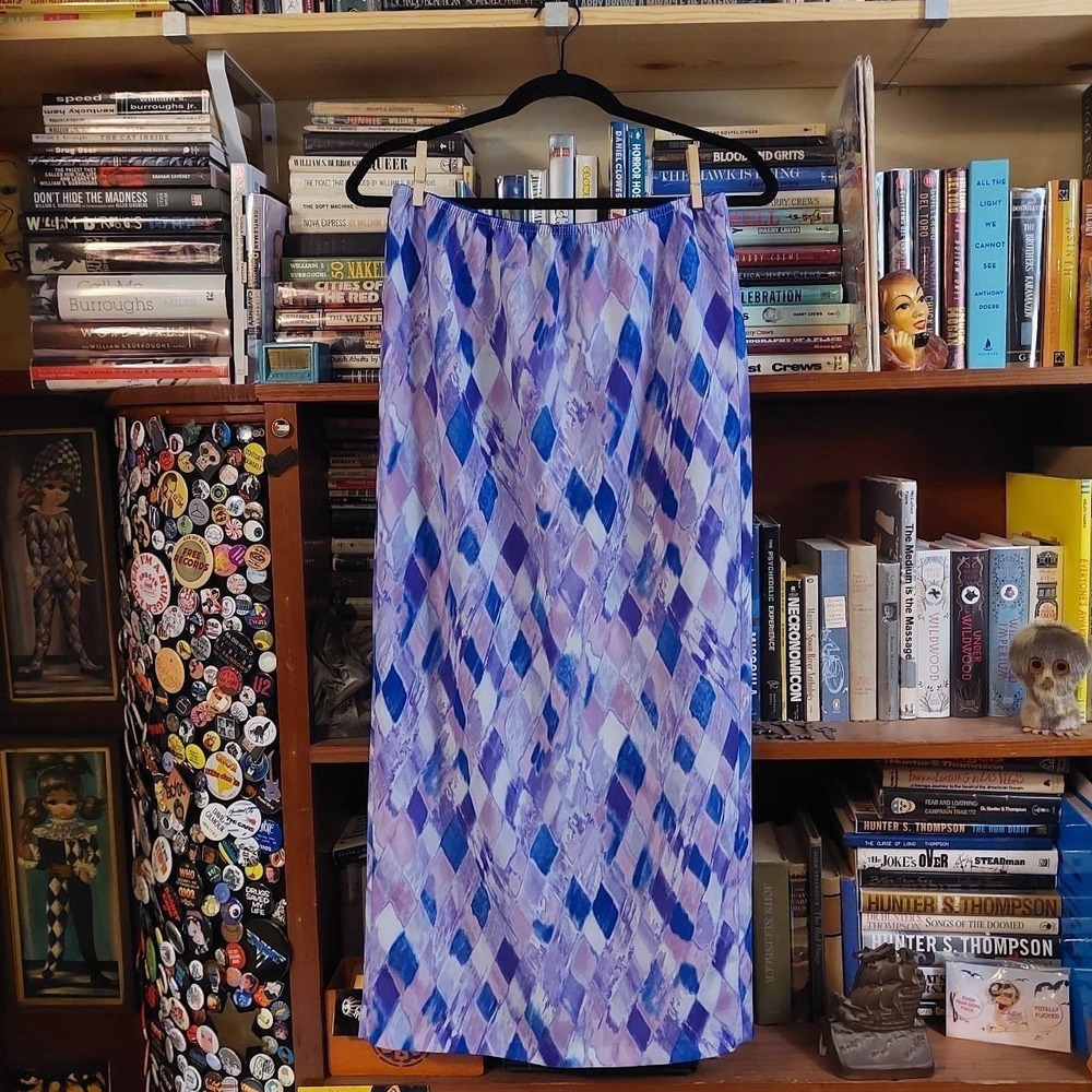 Vintage purple and blue diamond pattern floor length Skirt.